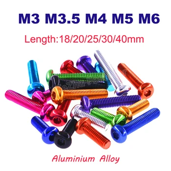 2pcs M3 M3.5 M4 M5 M6 סיבוב סגסוגת אלומיניום לחצן ראש הקס שקע כובע בורג אלן בולט מכני בורג באורך 18~40 מ 