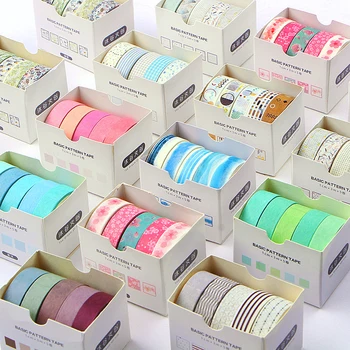 5Pcs/Set רשת Washi Tape חמוד דקורטיביים דבק מוצק צבע דבק על מדבקות רעיונות DIY נייר דבק