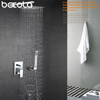 Becola יוקרה 8-10-12-16 סנטימטר נירוסטה שירותים מקלחת גשם ברזים ראש מקלחת להגדיר עם היד מקלחת