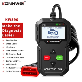 KONNWEI KW590 OBDII רכב כלי אבחון הרכב קוד הקורא רכב אוטומטי סורק OBD2 תמיכה בריבוי שפות מכוניות Accessorie